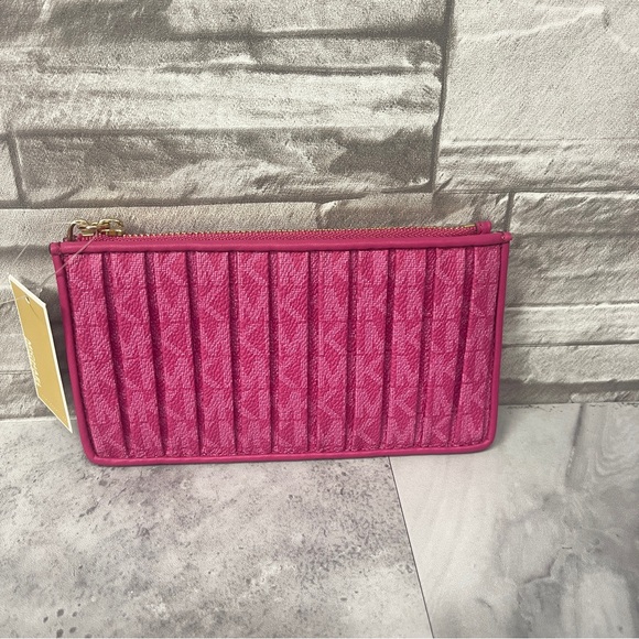 Michael Kors Pink Willa Pleated Bucket Bag + Pouch & Matching Wallet Wild Berry - Picture 11 of 13